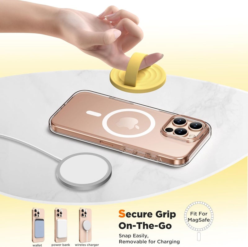 COFFKER Magnetic Phone Grip Ring Holder, Liquid Silicone Magnet Cell Phone Grip Finger Loop, Compatible with Magsafe, Back of Phone for iPhone 17/16/15/14/13/12 Series, Yellow - Image 4